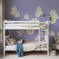 Birds Flying High, Periwinkle Mural Wallpaper - room preview 04