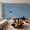 Lobster and Crab Coastal Nostalgia, Blue Mural Wallpaper - room preview 04