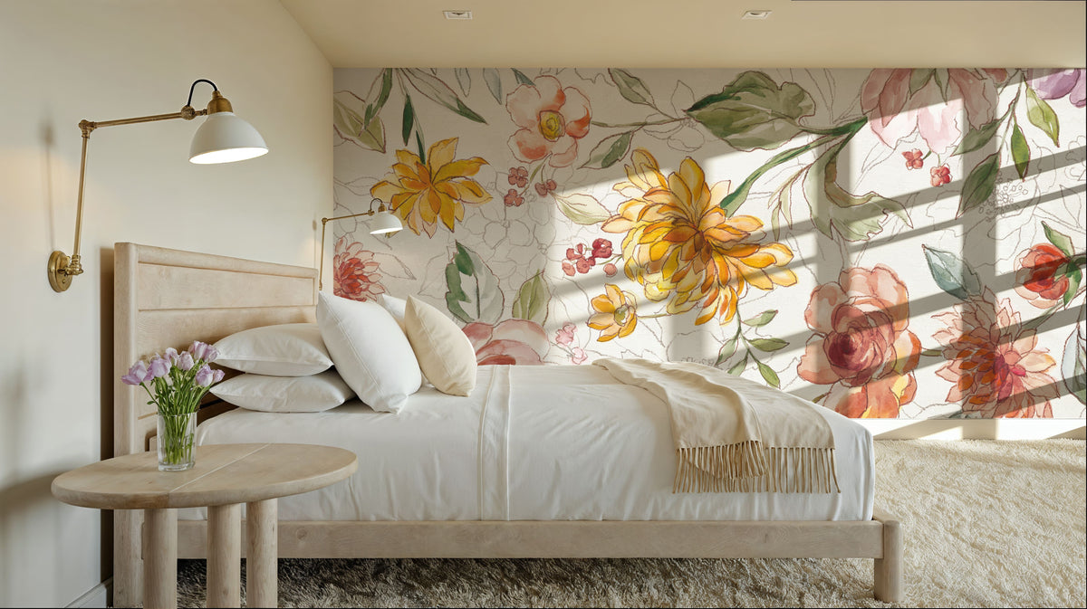 August Blooms Mural Wallpaper - Light Tone - room preview 04