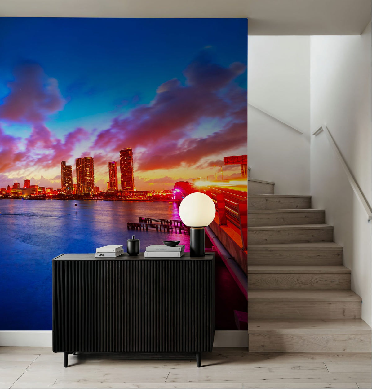 Miami Downtown Sunset Mural Wallpaper - room preview 04