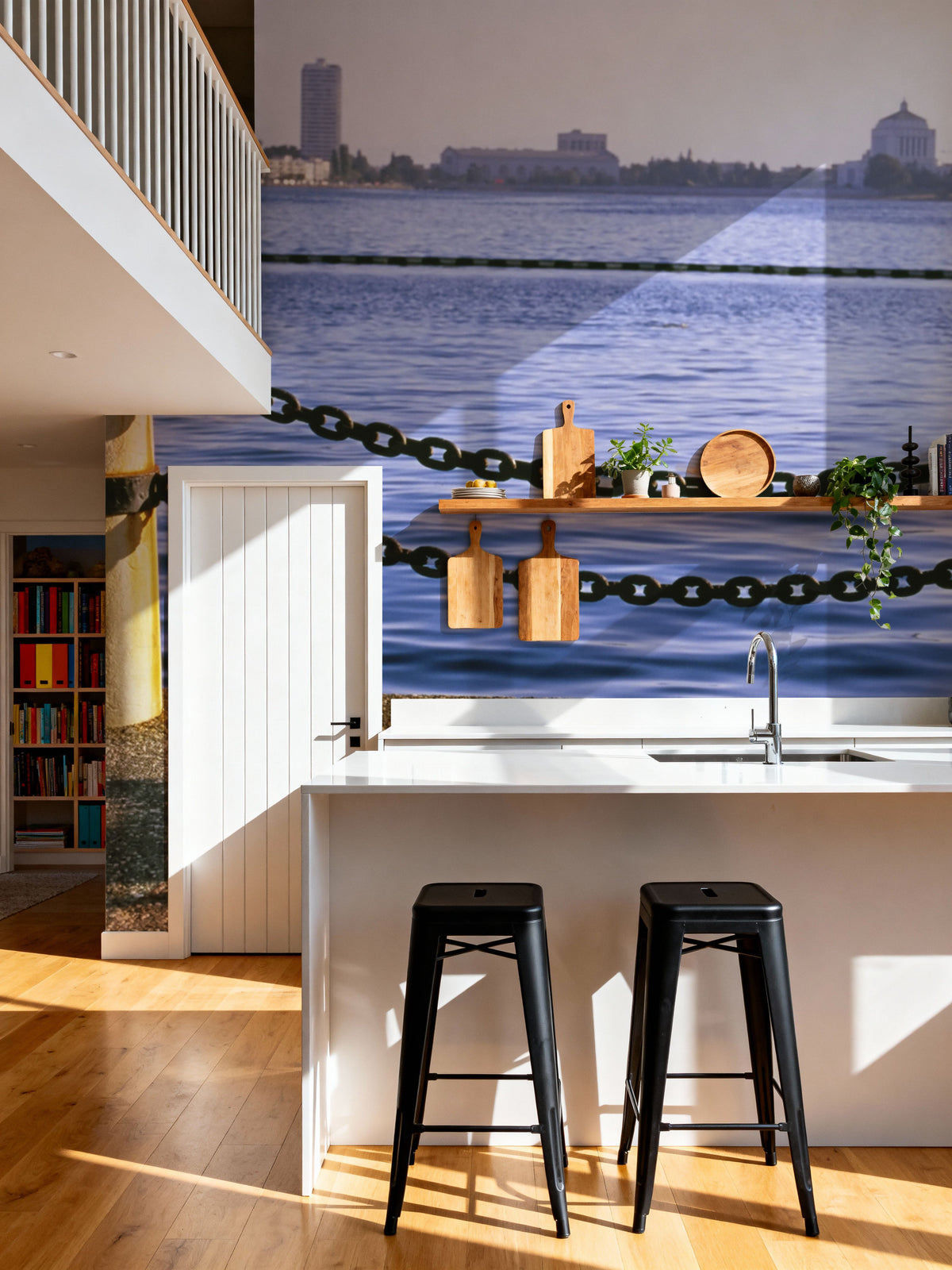 Urban Waterfront Serenity Mural Wallpaper - room preview 04