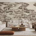 Ukiyo-e Clouds, Mauve Mural Wallpaper - room preview 04