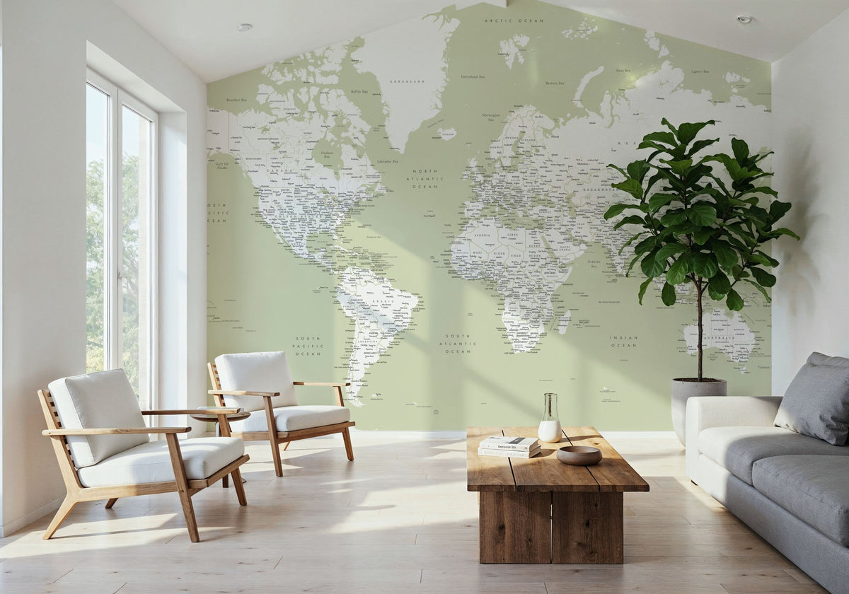 World Map Cities - Xolani Mural Wallpaper - room preview 04