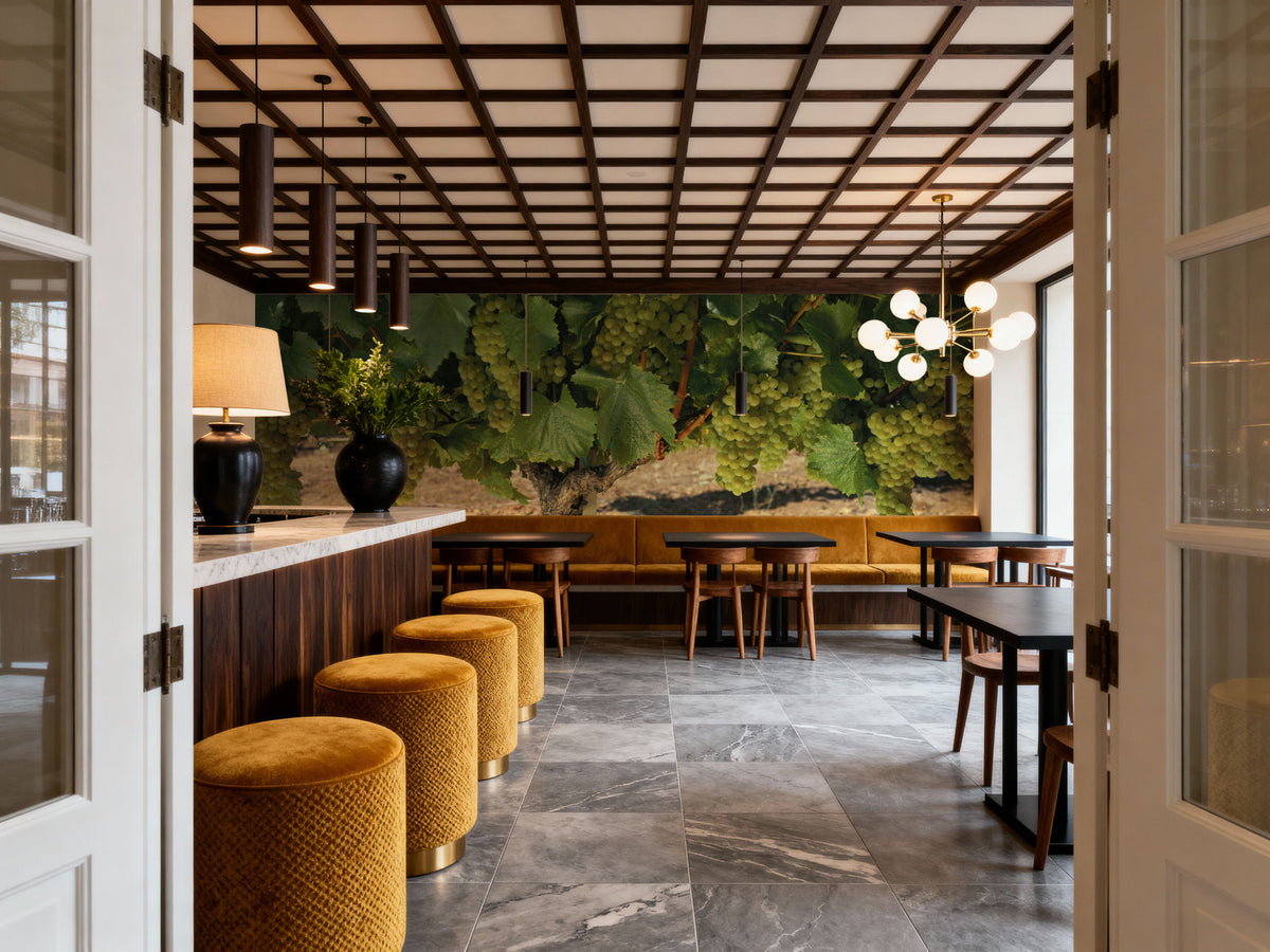Napa Chardonnay Grapes Mural Wallpaper - room preview 04