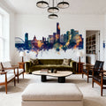Edmonton Canada Skyline Blue & Bronze Mural Wallpaper - room preview 04