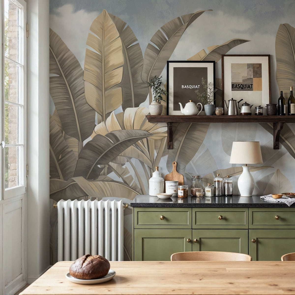 Banana Palms, Beige Mural Wallpaper - room preview 04