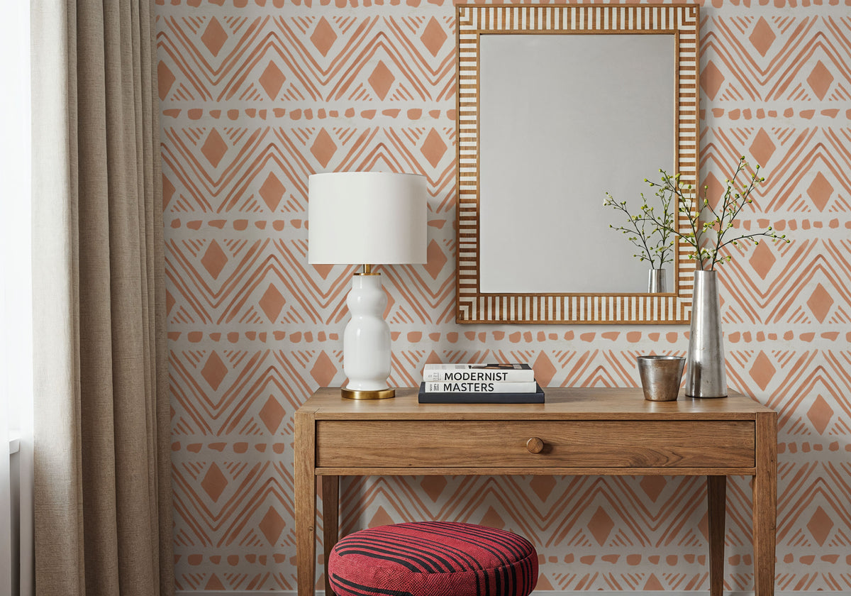 Boho Flows Orange Mural Wallpaper - room preview 04