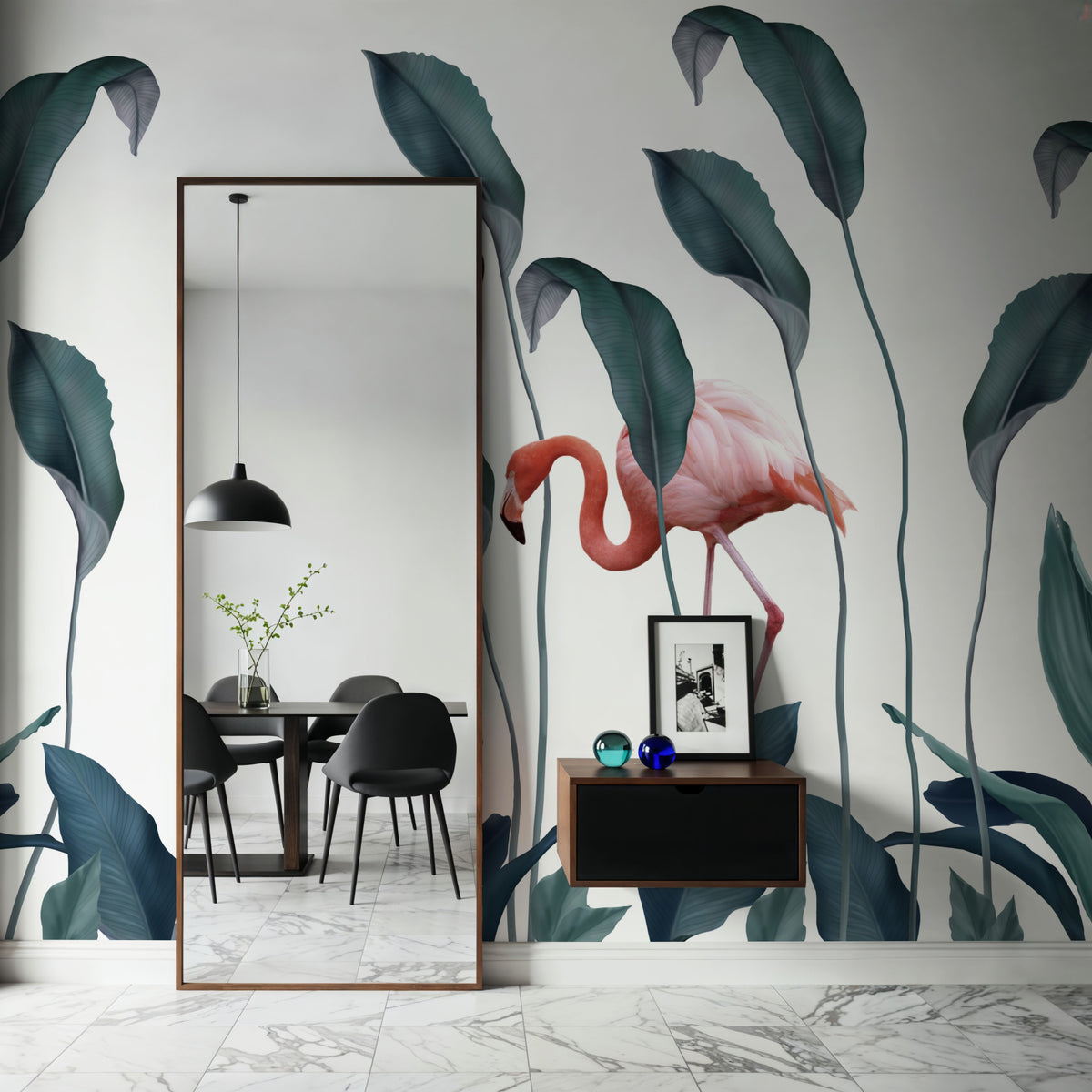 Shy Flamingos Mural Wallpaper - room preview 04
