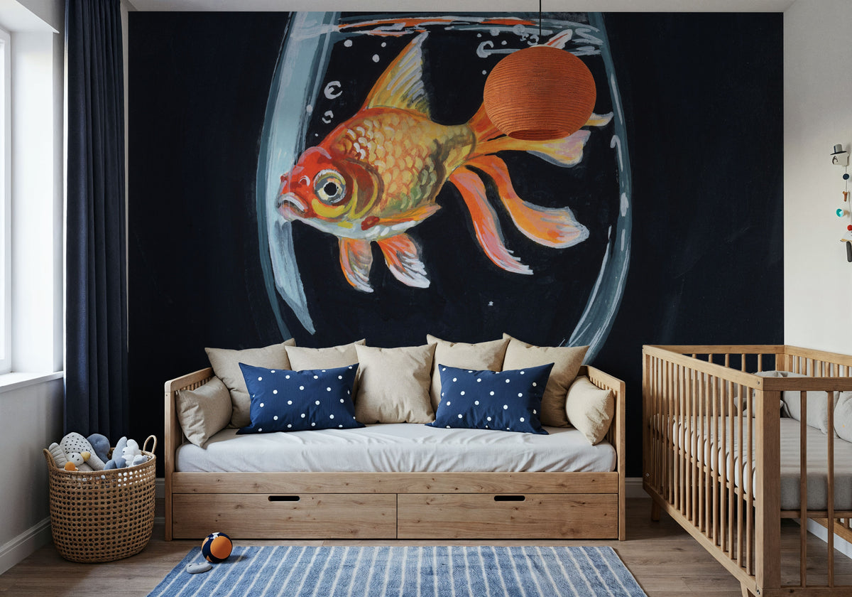 Goldfish in Wine Glass Mural Wallpaper - room preview 04