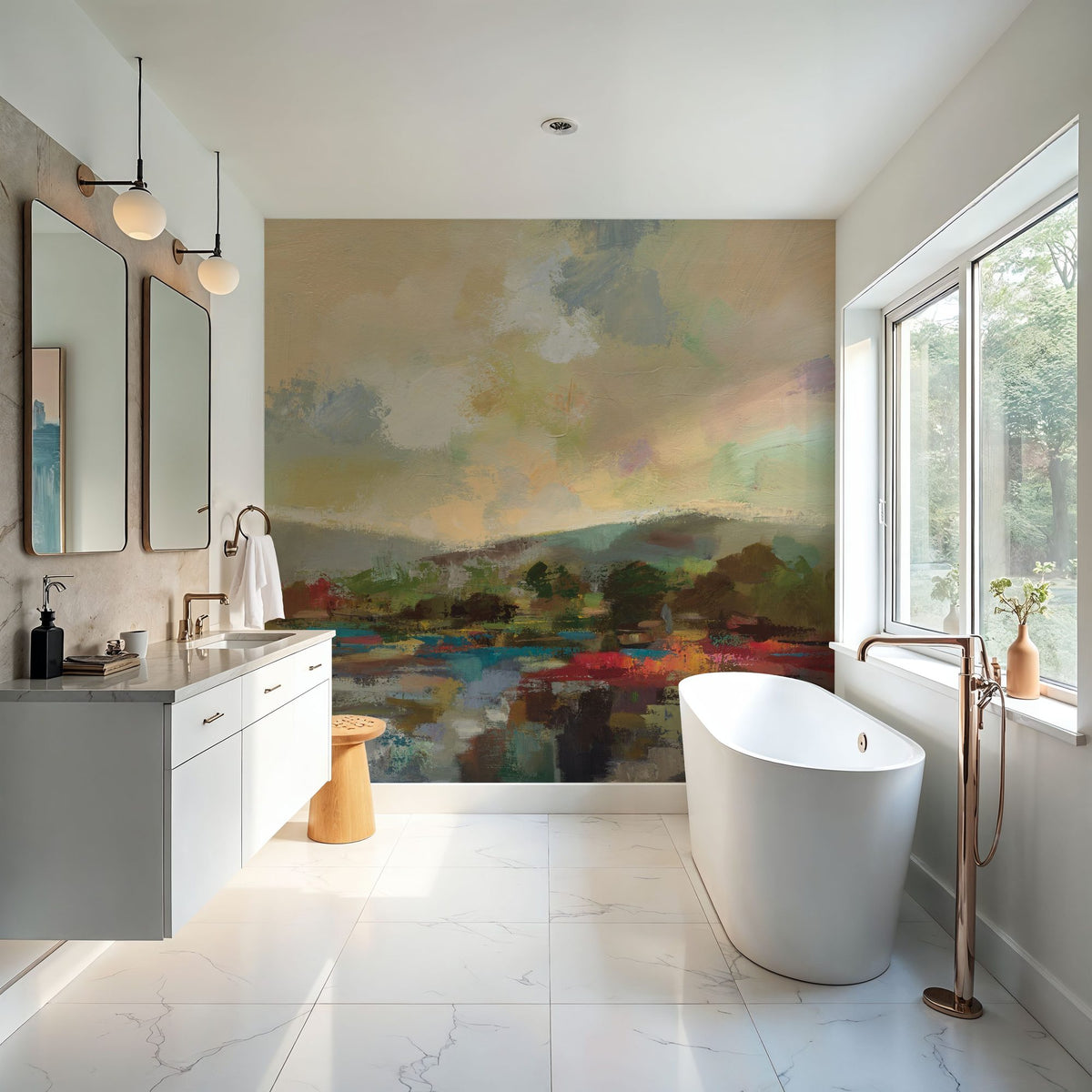Teal Lake Mural Wallpaper - room preview 04
