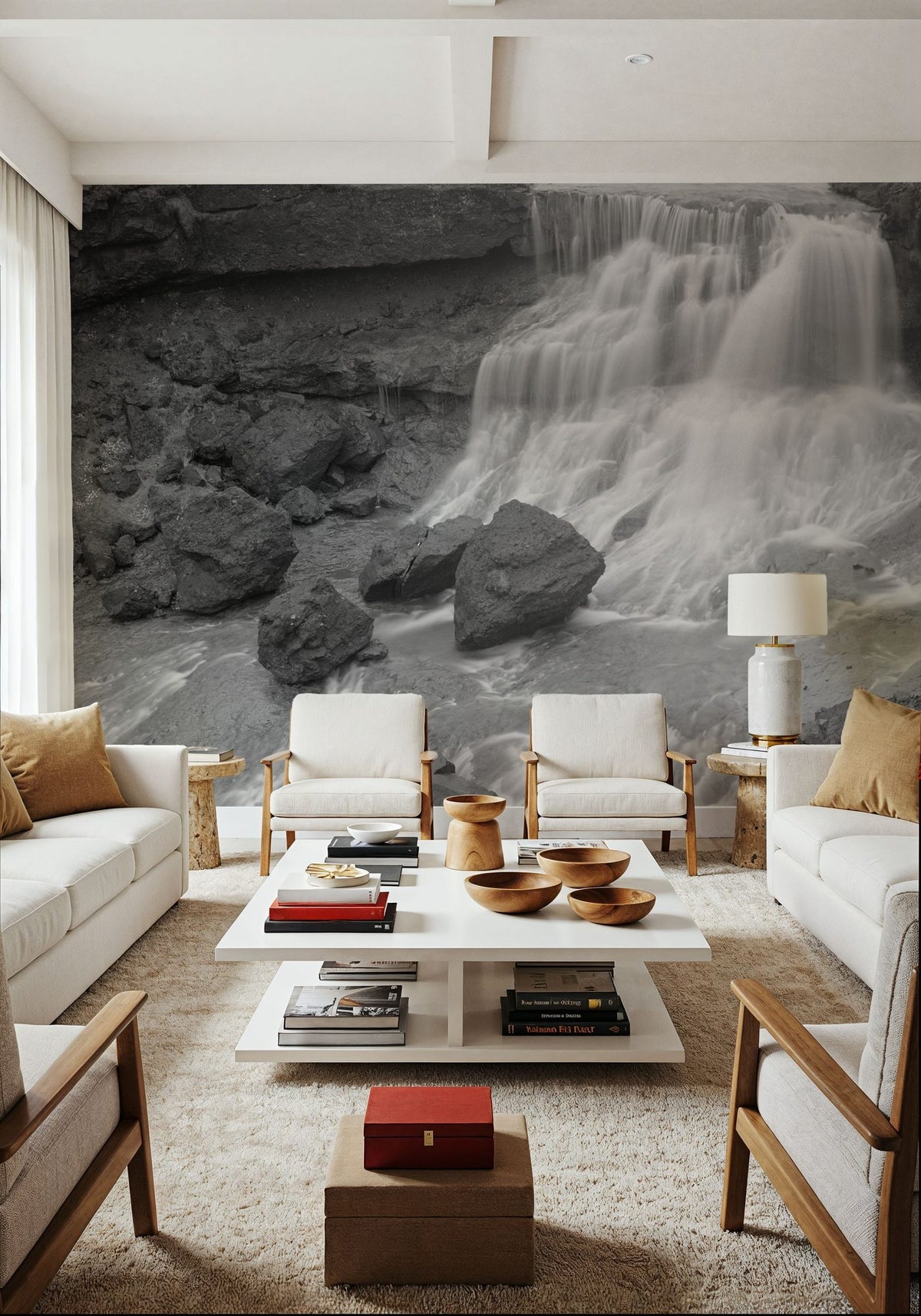 Waterfall Along the Fjarthra River Mural Wallpaper - room preview 04