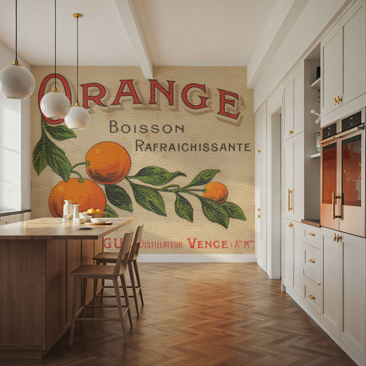 Orange Label Mural Wallpaper - room preview 04