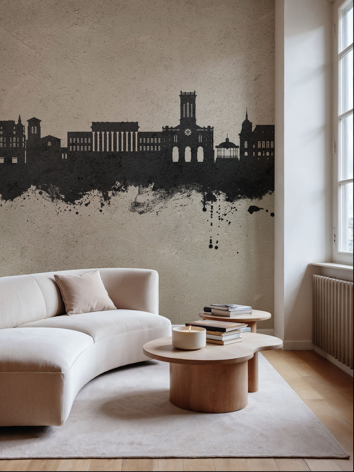 Saint-Étienne France Skyline Concrete Mural Wallpaper - room preview 04