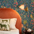 Time to Share Flowers and Pears Blue Mural Wallpaper - room preview 04