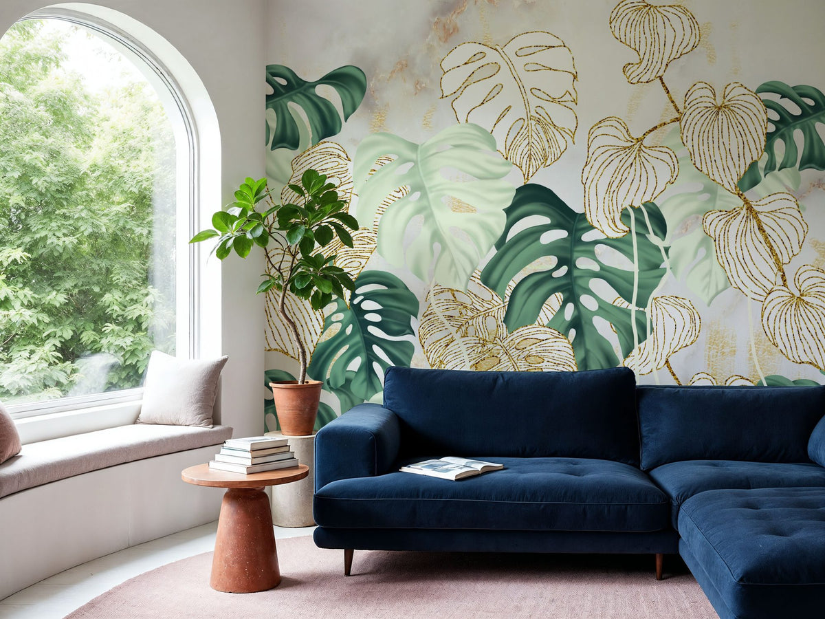 Weird Leaves Mural Wallpaper - room preview 04