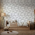 Cloudy Thoughts Gray Mural Wallpaper - room preview 04