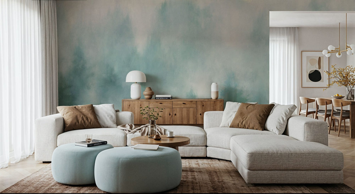 Misty Forest Mural Wallpaper - room preview 04