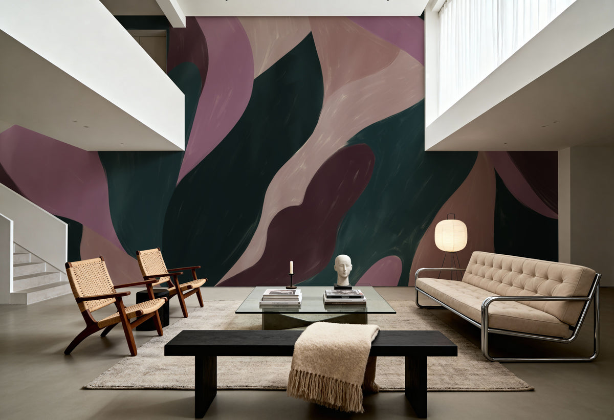 Dynamic Fields, Pink Mural Wallpaper - room preview 04