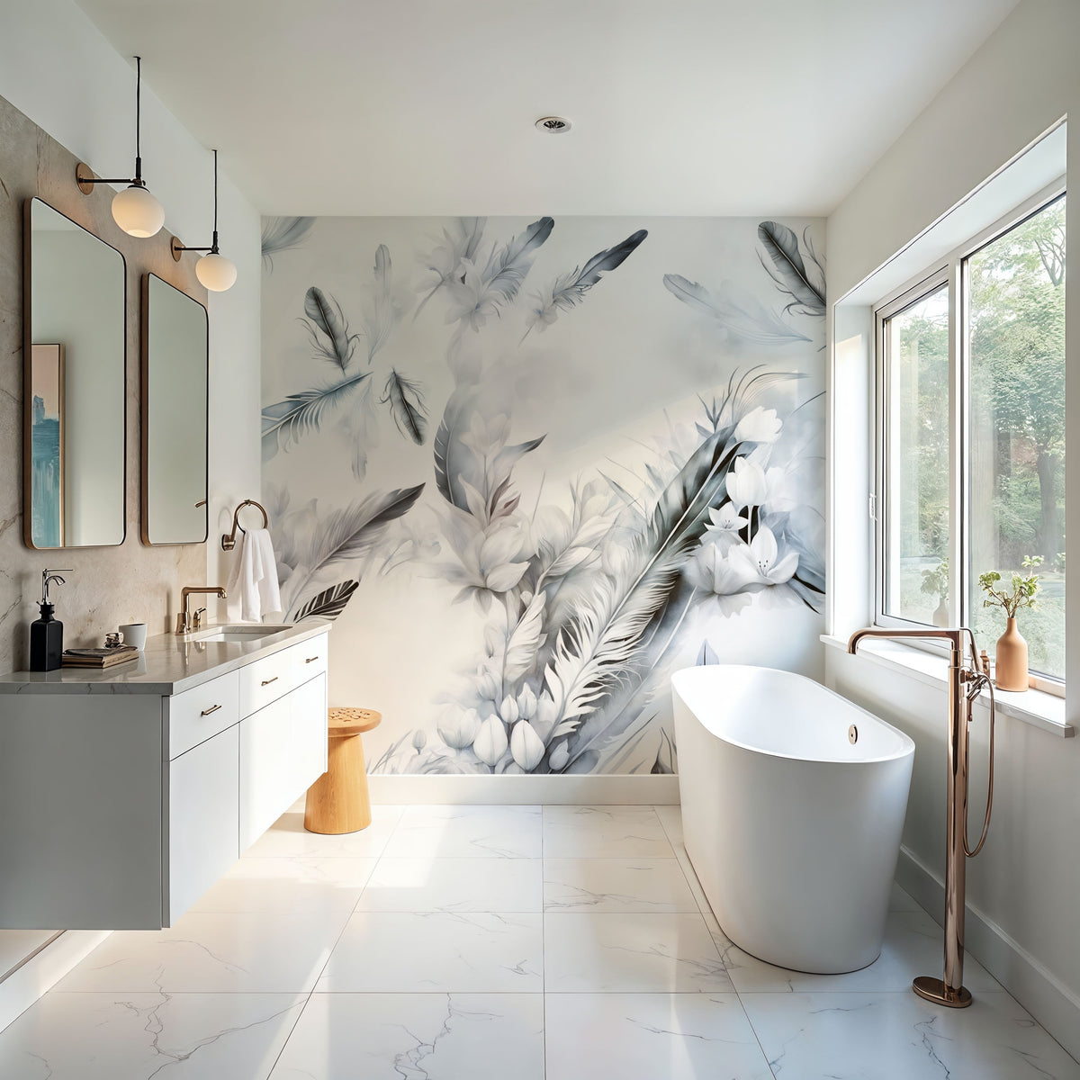 Tender Love Blue Mural Wallpaper - room preview 04