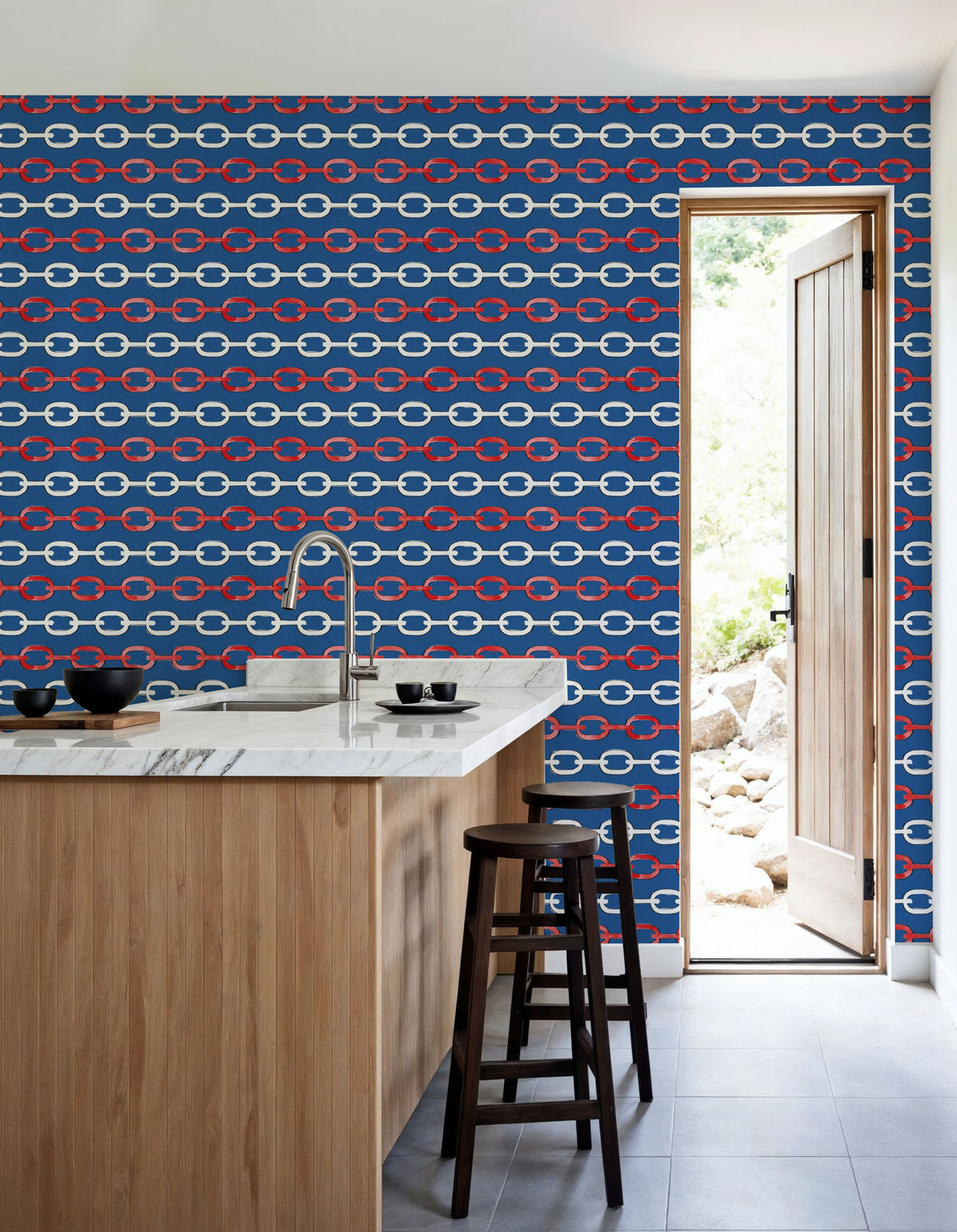 Seafood Shanty Blue V Mural Wallpaper - room preview 04