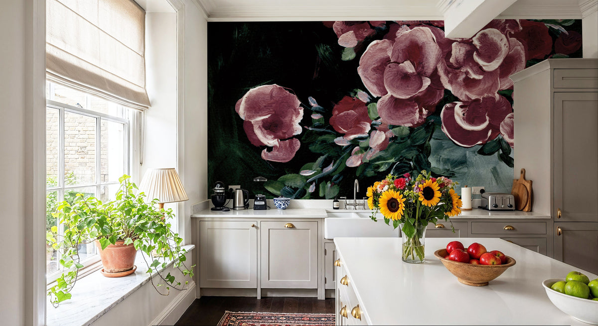 Botanical Elegance Burgundy II Mural Wallpaper - room preview 04