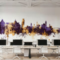 Pisa Italy Skyline Purple & Gold Mural Wallpaper - room preview 04