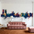 Marseille France Skyline Blue & Bronze Mural Wallpaper - room preview 04