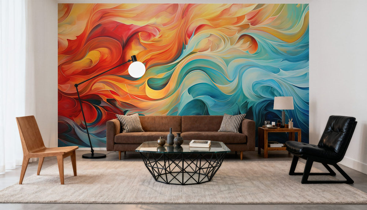 Ocean of Flames Mural Wallpaper - room preview 04