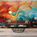 Ocean of Flames Mural Wallpaper - room preview 04