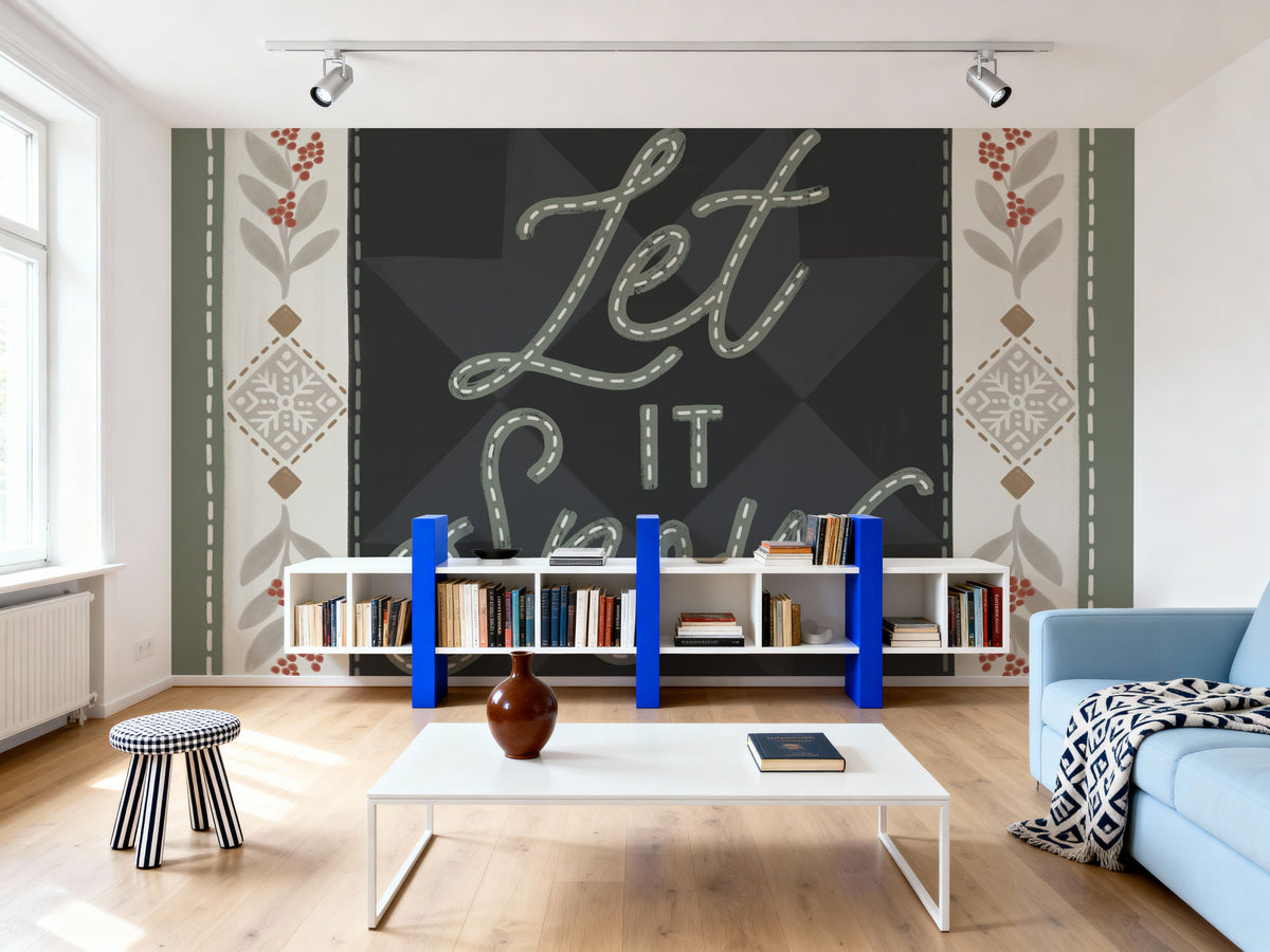 Quilted Christmas II Mural Wallpaper - Neutral Tone - room preview 04
