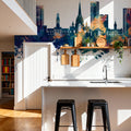 Salford England Skyline Blue & Bronze Mural Wallpaper - room preview 04