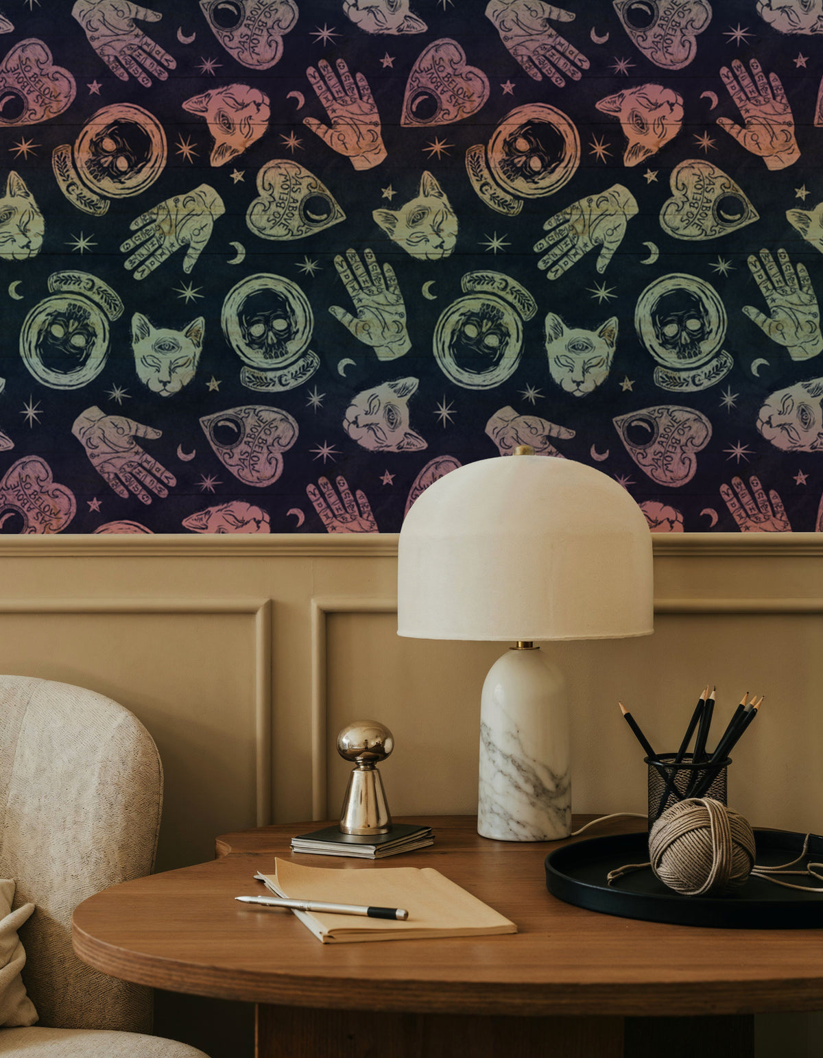 Symbolic Halloween Neon Mural Wallpaper - room preview 04