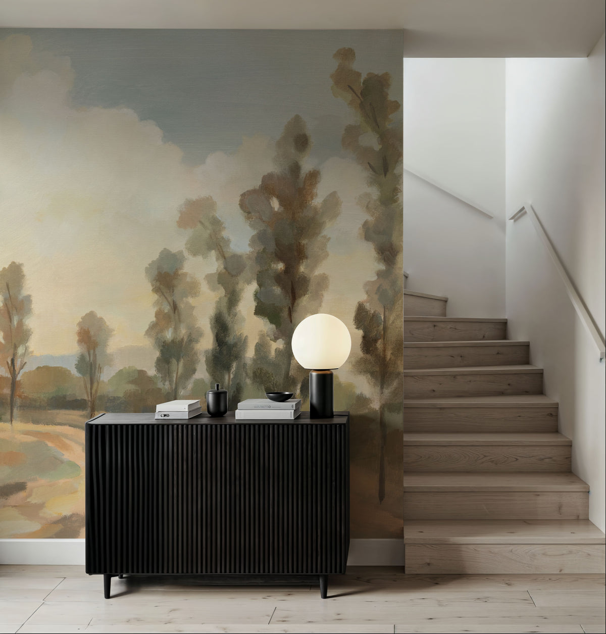 Poplars by the Road Mural Wallpaper - room preview 04