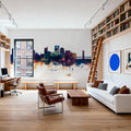 Sacramento California Skyline Blue & Bronze Mural Wallpaper - room preview 04