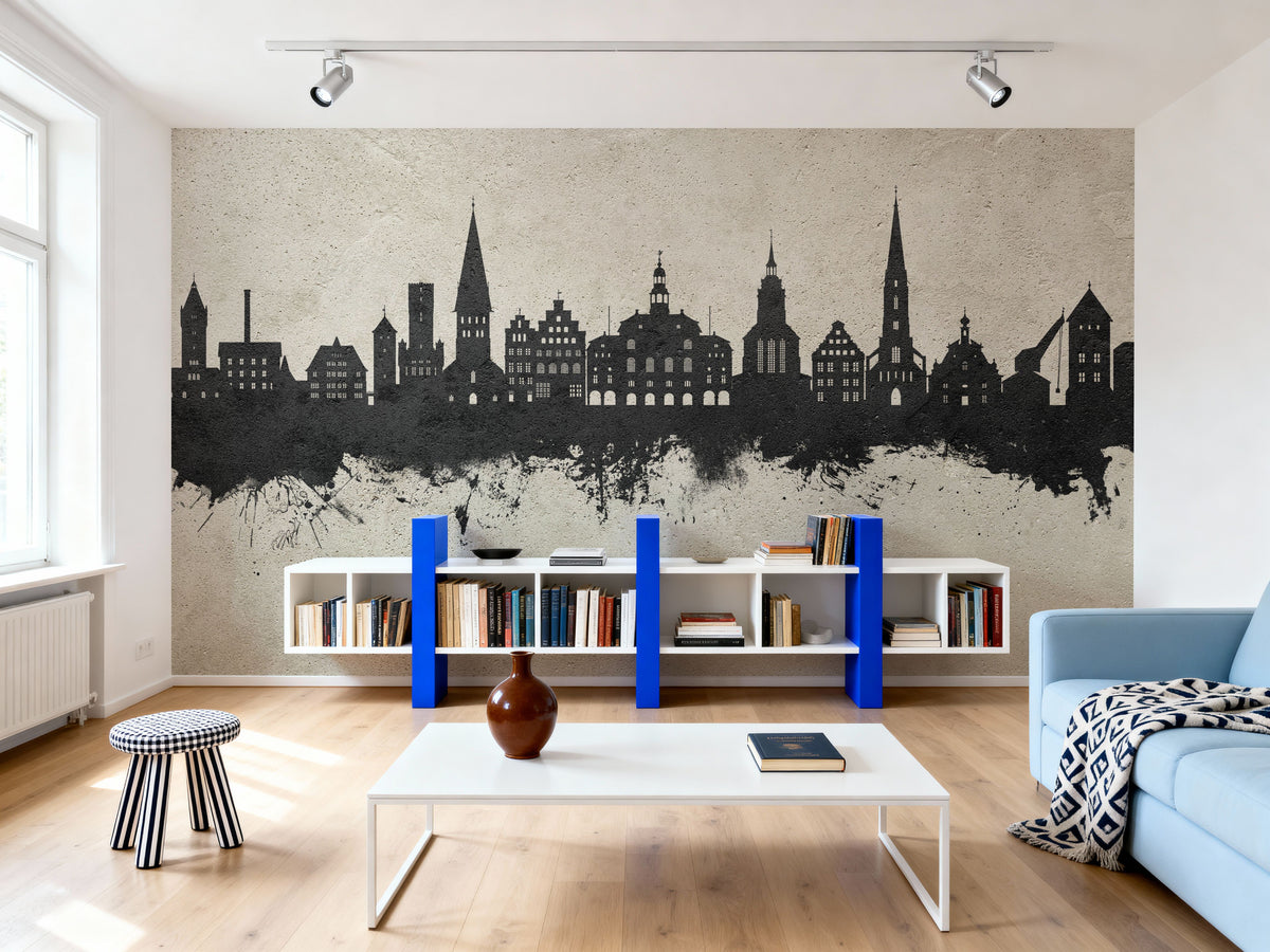 Lüneburg Germany Skyline Concrete Mural Wallpaper - room preview 04
