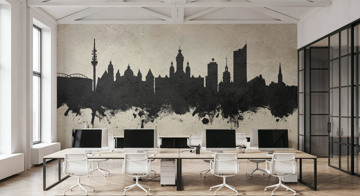 Leipzig Germany Skyline Concrete Mural Wallpaper - room preview 04