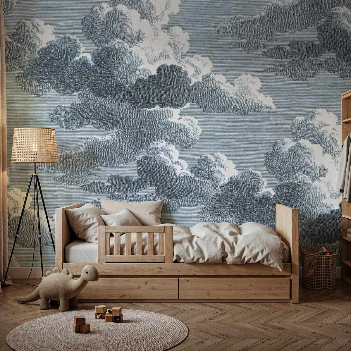 Intaglio Clouds, Ink Blue Mural Wallpaper - room preview 04