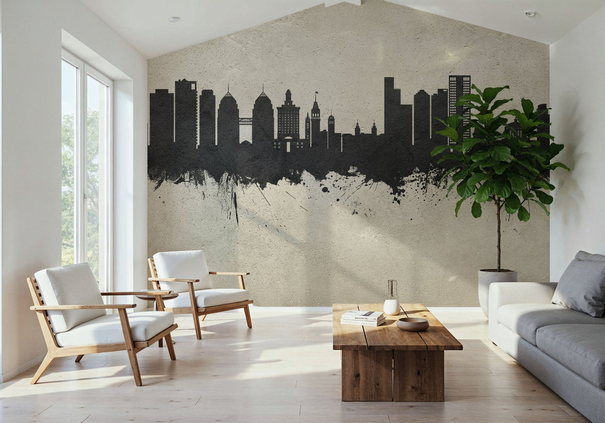 Oakland California Skyline Concrete Mural Wallpaper - room preview 04