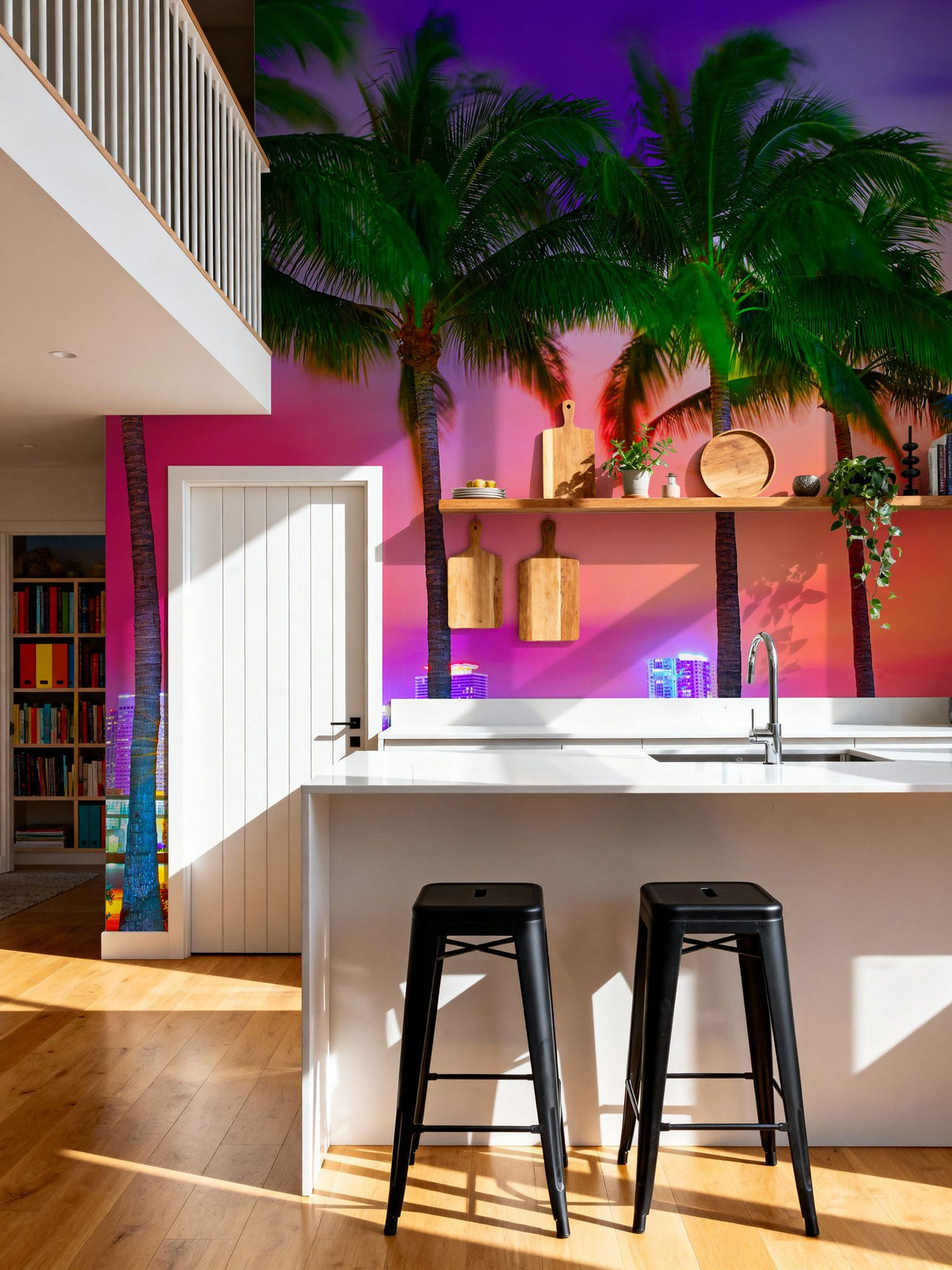 Miami Palm Sunset Mural Wallpaper - room preview 04