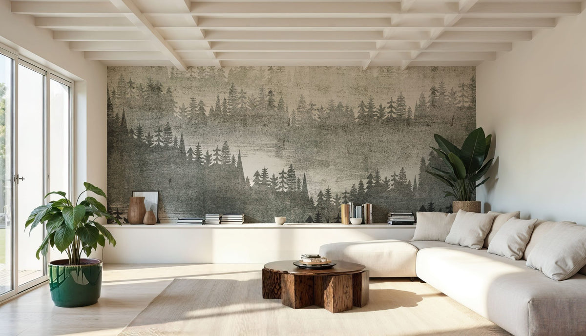 Mountainscape Silver Mural Wallpaper - room preview 04