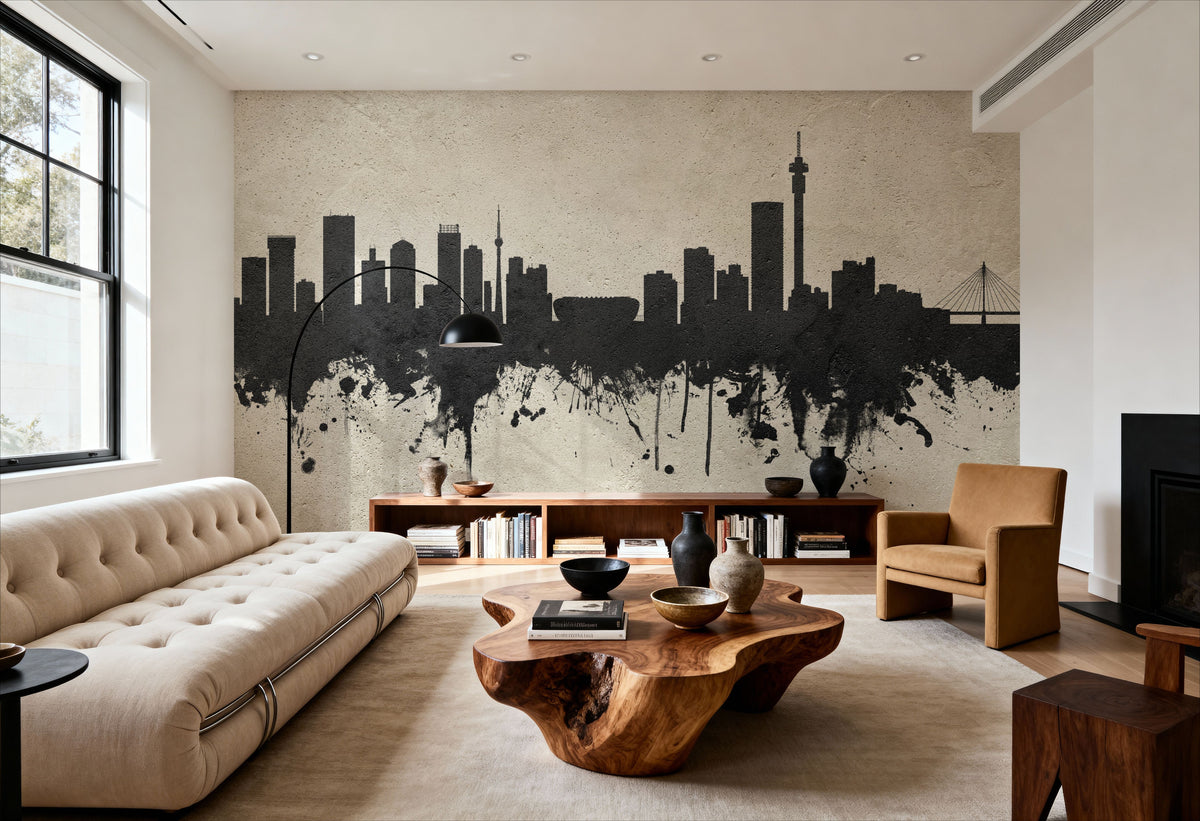 Johannesburg South Africa Skyline Concrete Mural Wallpaper - room preview 04