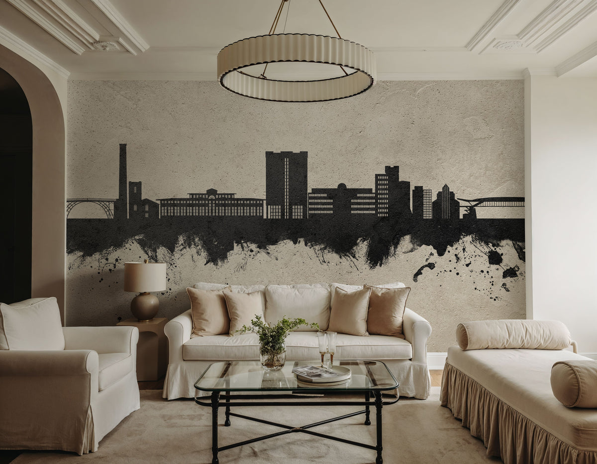 Telford England Skyline Concrete Mural Wallpaper - room preview 04
