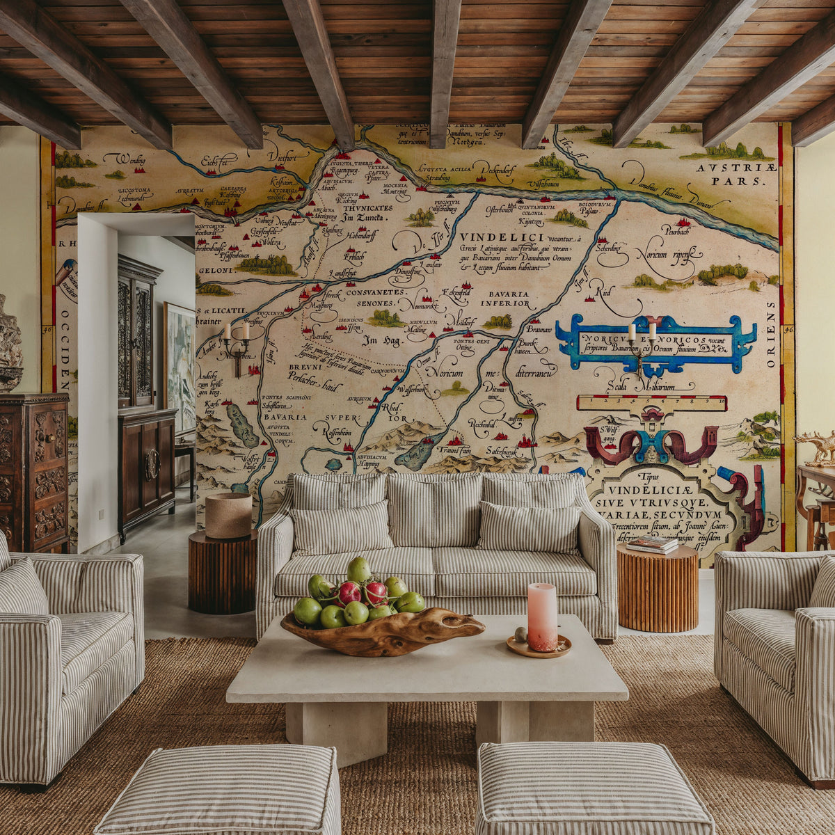 Old Map of Bavaria, Germany, 1570 Mural Wallpaper - room preview 04