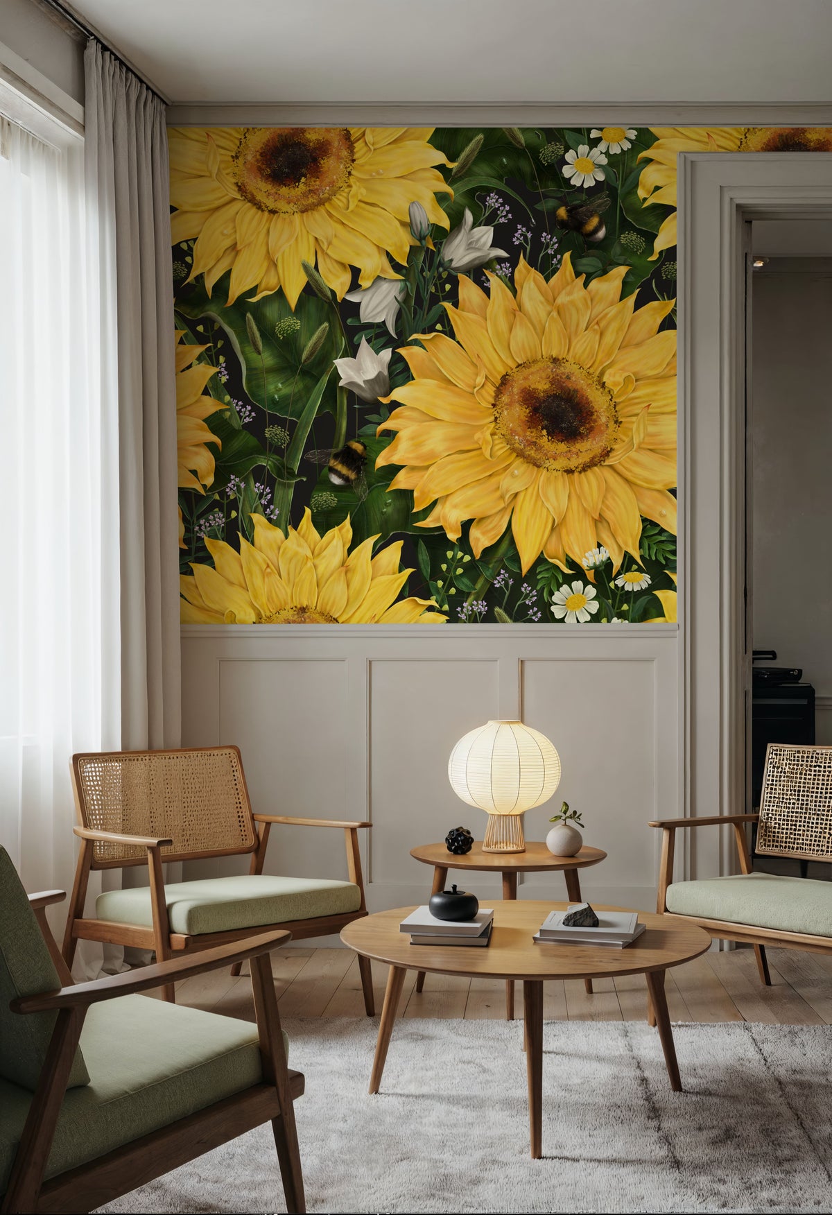 Big Sunflowers Mural Wallpaper - room preview 04