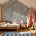 Palma De Mallorca City Grey Mural Wallpaper - room preview 04