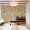 Patinated Linen Toile De Jouy, Sunflower Mural Wallpaper - room preview 04