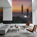 Taipei Sunset Red Mural Wallpaper - room preview 04