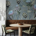Artichoke Blooms, French Blue Mural Wallpaper - room preview 04