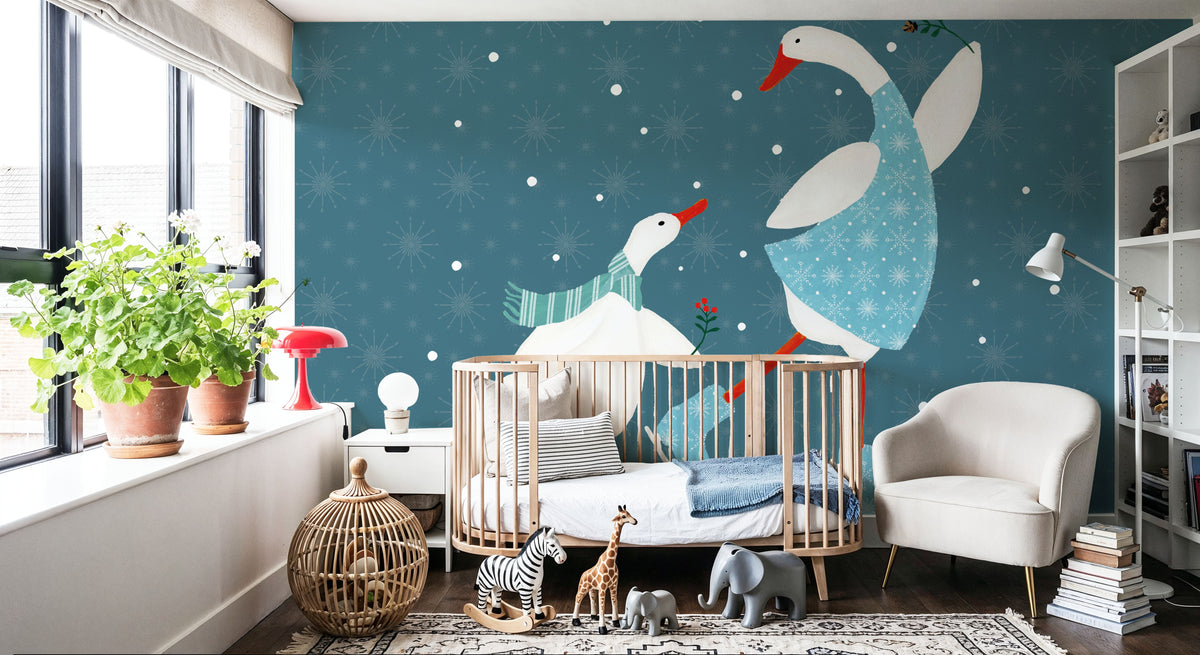 Ducks in the Snow VIII Mural Wallpaper - room preview 04