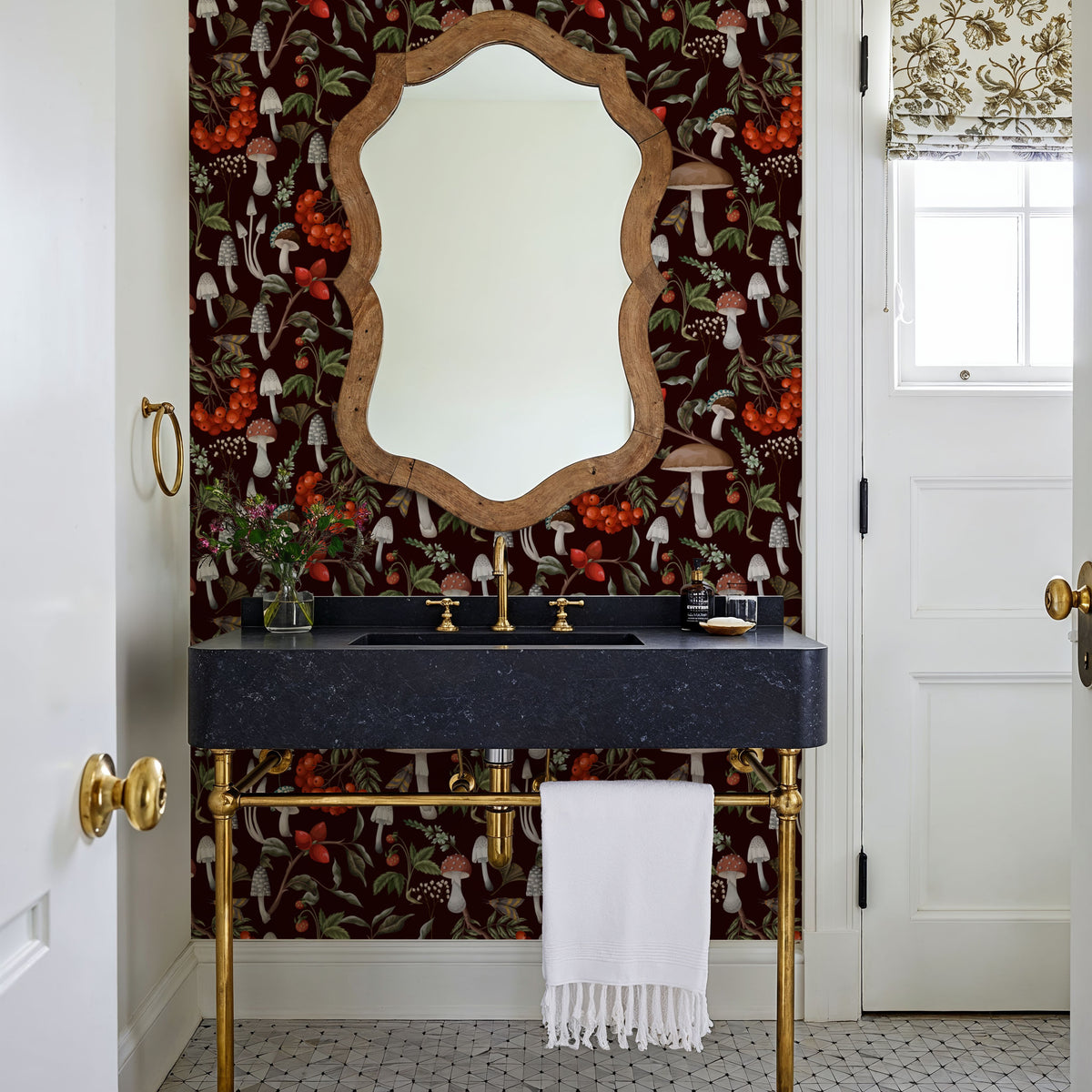 Forest Finds with Berries, Midnight Mural Wallpaper - room preview 04